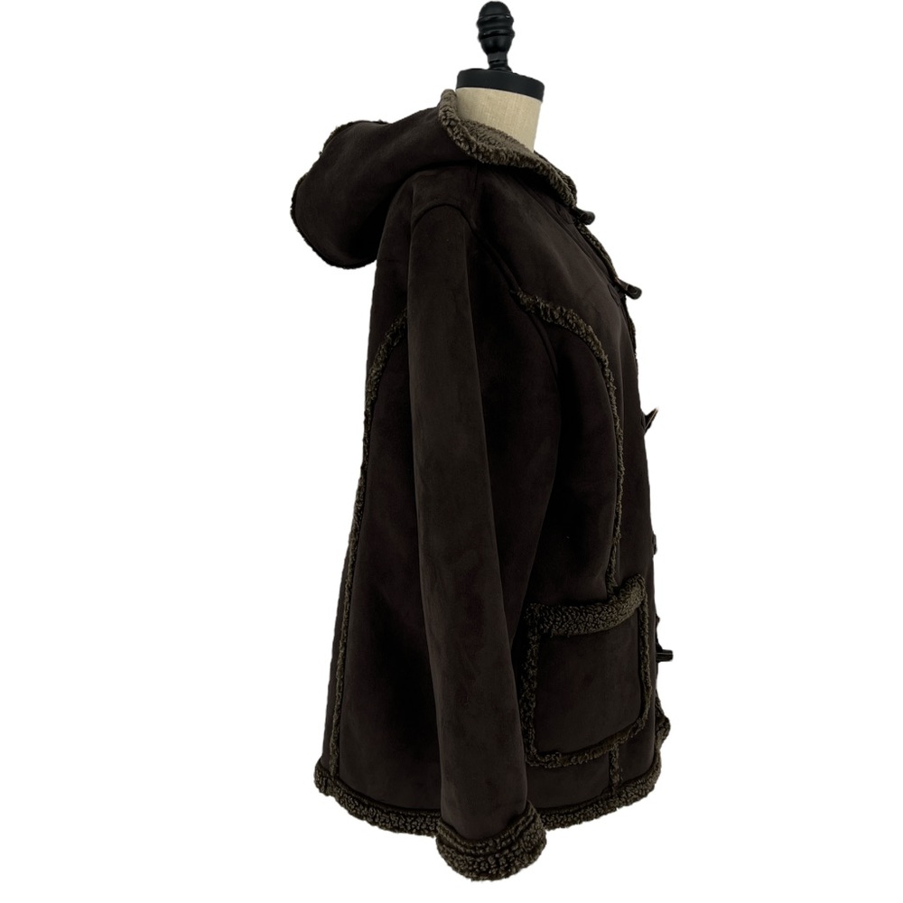 LL Bean Sherpa lined toggle buttons brown Heavy winter coat Sz XL-petite. - Picture 2 of 10